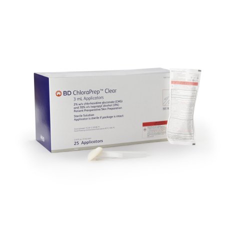 ChloraPrep Clear - Skin Prep Solution 3 mL Foam Applicator 2% / 70% Strength CHG (Chlorhexidine Gluconate) / Isopropyl Alcohol Sterile - Bd - 930400