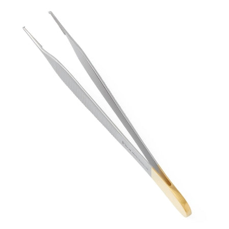 Furst - Tissue Forceps Adson 4-3/4 Inch Length Stainless Steel / Tungsten Carbide NonSterile NonLocking Serrated Thumb Handle Straight 1 X 2 Cross Serrated Teeth - MDS1000212F