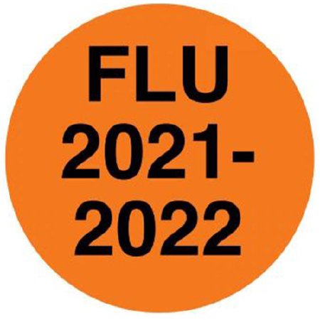 UAL - Pre-Printed Label Advisory Label Orange Paper Flu 2021 - 2020 Black 1/2 Inch Diameter - ULFLU2122