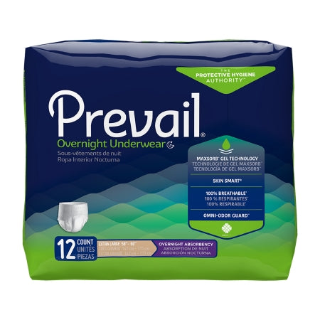 Prevail Overnight - Unisex Adult Absorbent Underwear Pull On with Tear Away Seams Disposable Heavy Absorbency - First Quality - PVX-514