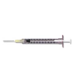 Becton Dickinson PrecisionGlide Syringe with Hypodermic Needle 1 mL 20 Gauge 1 Inch Detachable Needle Without Safety - 309637