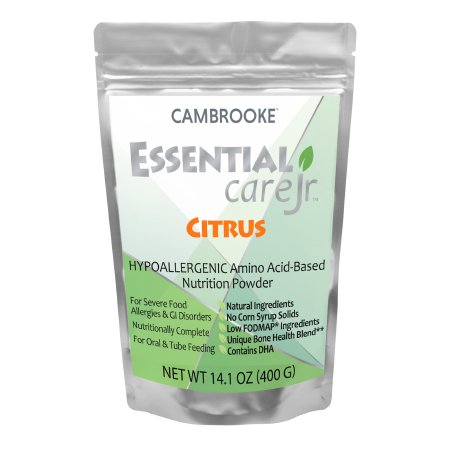 Essential Care Jr - Amino Acid Based Pediatric Oral Supplememt / Tube Feeding Formula Citrus Flavor 14.1 oz. Pouch Powder - Cambrooke Therapeutics - 48024