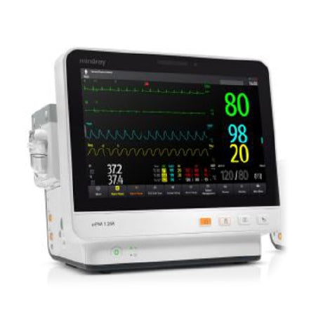 Mindray ePM 12M - Patient Monitor Vital Signs Monitoring Type 3/5 lead ECG, arrhythmia analysis, ST/QT/QTc, Masimo SpO2, NIBP, dual IBP, temperature, respiration AC Power / Battery Operated - Mindray Usa - 121-001886-00