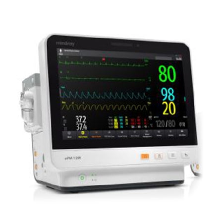 Mindray ePM 12M - Patient Monitor Vital Signs Monitoring Type 3/5 lead ECG, arrhythmia analysis, ST/QT/QTc, Masimo SpO2, NIBP, dual IBP, temperature, respiration AC Power / Battery Operated - 121-001886-00
