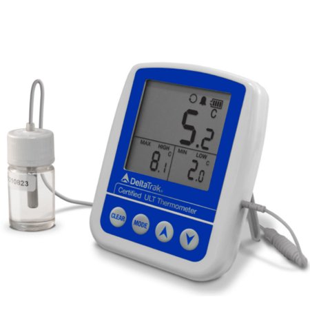 FlashCheck - Digital Refrigerator / Freezer Thermometer with Alarm Fahrenheit / Celsius -58° to +158°F (-50° to +70°C) Glycol Bottle Probe Multiple Mounting Options Battery Operated - 12238