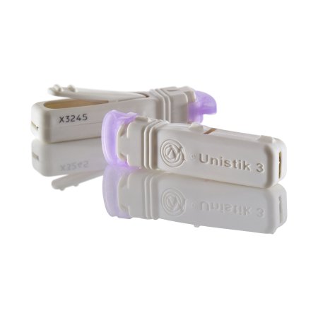 UnistikIII - Lancet Gently Fine Lancet Needle 1.5 mm Depth 30 Gauge Push Button Activation - AT 1028