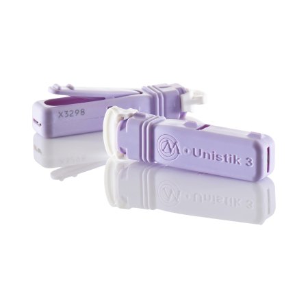 UnistikIII - Lancet Normal Flow Lancet Needle 1.8 mm Depth 28 Gauge Push Button Activation - AT 1048