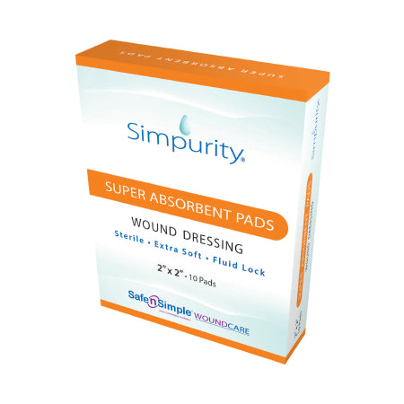 Simpurity - Super Absorbent Dressing 2 X 2 Inch Nonwoven Square Sterile - Safe N Simple - SNS59022