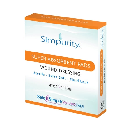 Simpurity - Super Absorbent Dressing 4 X 4 Indc Nonwoven Square Sterile - Safe N Simple - SNS59044