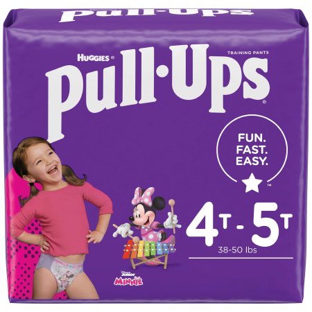 Pull-Ups Learning Designs for Girls - Female Toddler Training Pants Pull On with Tear Away Seams Size 6, 4T to 5T Disposable Heavy Absorbency - Kimberly Clark - 53637