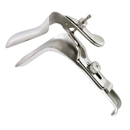 Euro-Med - Vaginal Speculum Weisman-Graves NonSterile Surgical Grade Stainless Steel Medium Double Blade Duckbill with Left Side Open Reusable Without Light Source Capability - 391-667A