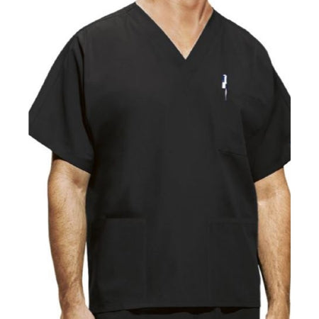 Standard Textile - Scrub Shirt X-Small Black 2 Pockets Short Sleeve Unisex - 82C00735