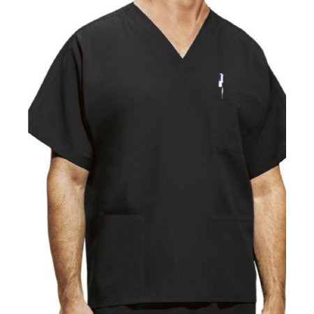 Standard Textile - Scrub Shirt 2X-Large Black 2 Pockets Short Sleeve Unisex - 82C00736