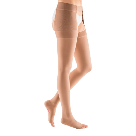 Mediven - Compression Stocking Thigh High with Waist Attachment / Right Size 3 Beige Open Toe - 11703