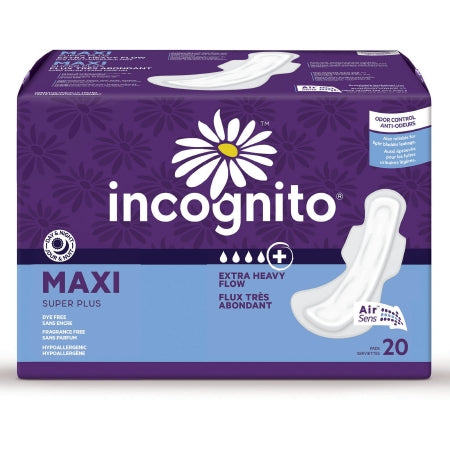 Incognito - Feminine Pad Maxi with Wings / Super Plus Super Absorbency - First Quality - 10006604