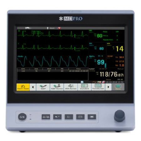 MDPro 5500 - Patient Monitor with CO2 Gas and Monitor Vitals Type 3/5 Lead ECG, NIBP, Pulse Rate, SpO2, Temperature AC Power / Battery Operated - Edan Usa - MDPRO5500-G2
