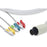 Auxo Medical - ECG Cable 3 Leads Pinch/Grabber 6 Pin Connector For use with ECG Machine - AM-C2340P-I0
