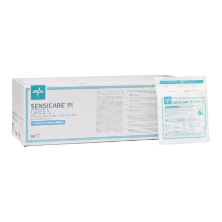 SensiCare PI Green with Aloe - Surgical Glove Size 6.5 Sterile Pair Polyisoprene Extended Cuff Length Smooth Green Chemo Tested - Medline - MSG9265