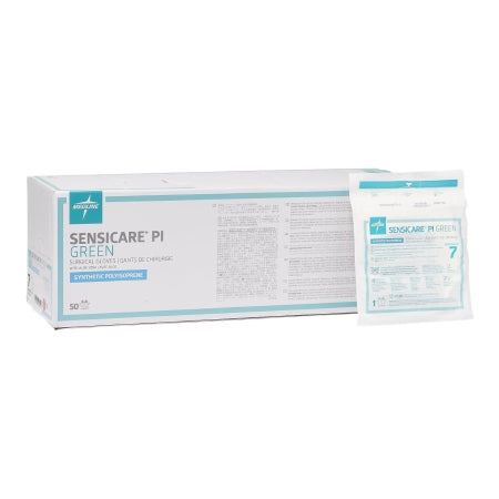 SensiCare PI Green with Aloe - Surgical Glove Size 7 Sterile Pair Polyisoprene Extended Cuff Length Smooth Green Chemo Tested - MSG9270