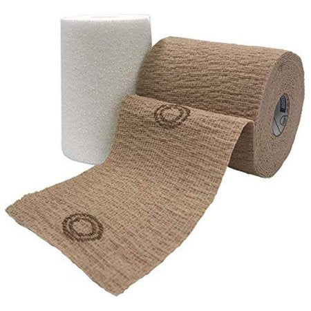 CoFlex TLC Zinc with Indicators - 2 Layer Compression Bandage System 4 Inch X 6 Yard / 4 Inch X 7 Yard 35 to 40 mmHg Self-adherent / Pull On Closure Tan NonSterile - Andover Coated Products - 8840UBZ-TN