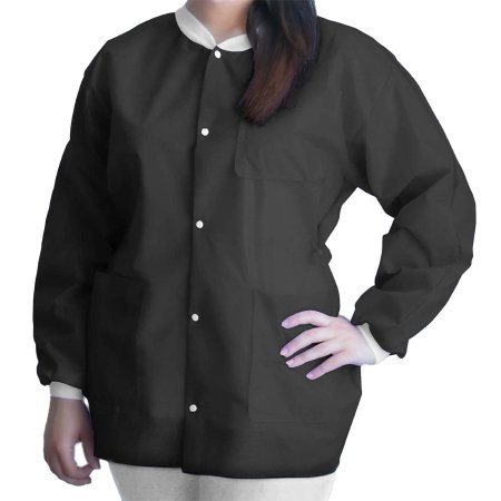 FitMe - Lab Jacket Black Large Hip Length Disposable - Dukal - UGJ-6500-L