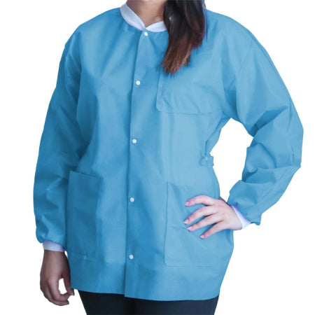 FitMe - Lab Jacket Sky Blue Large Hip Length Disposable - UGJ-6501-L