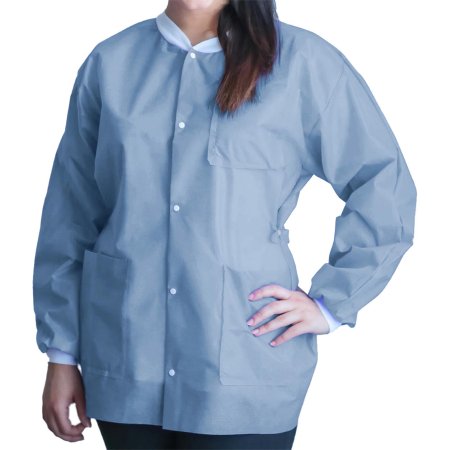 FitMe - Lab Jacket Ceil Blue Small Hip Length Disposable - Dukal - UGJ-6503-S