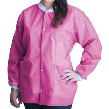 FitMe - Lab Jacket Bubblegum Pink Large Hip Length Disposable - UGJ-6510-L