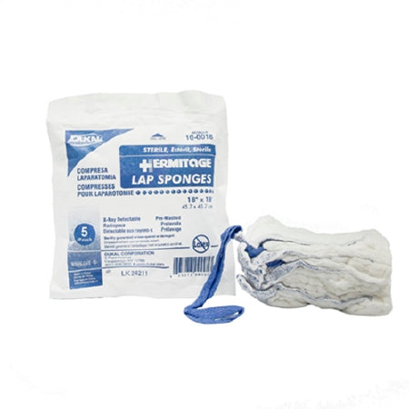 Dukal Surgical Laparotomy Sponge X-Ray Detectable Cotton 18 X 18 Inch 5 Count Pack Sterile - 10-0018