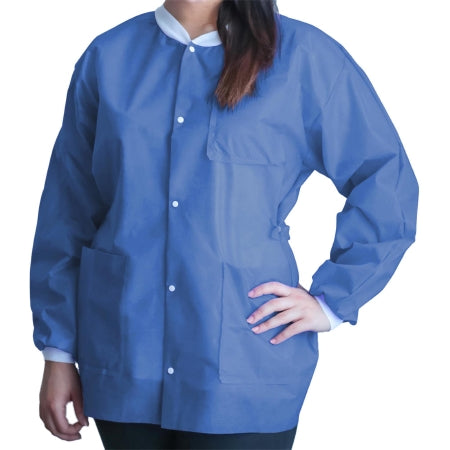 FitMe - Lab Jacket Medical Blue Large Hip Length Disposable - UGJ-6513-L