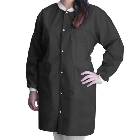 FitMe - Lab Coat Black Large Knee Length Disposable - Dukal - UGC-6600-L
