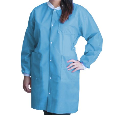 FitMe - Lab Coat Sky Blue Medium Knee Length Disposable - Dukal - UGC-6601-M