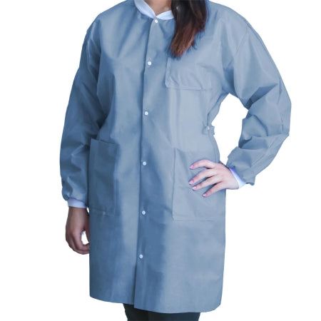 FitMe - Lab Coat Ceil Blue Large Knee Length Disposable - UGC-6603-L