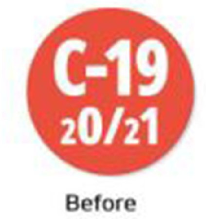 PDC - Pre-Printed Label pdc Advisory Label Red Paper C-19 20/21 White 3/8 Diameter - COVID20/21-2