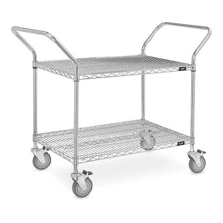 Uline - Wire Cart Chrome-plated carbon steel 48 X 24 X 41 Inch Silver Without Drawers - H-1419