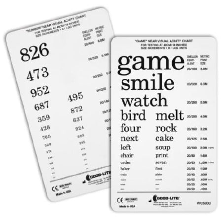 Good Lite - Exam Cards 20/400 to 20/20 Acuity Test - Good-Lite - 926000