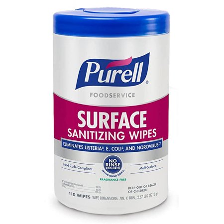 Purell - PURELL Surface Disinfectant / Sanitizer Manual Pull Wipe 110 Count Canister Unscented NonSterile - Gojo - 9341-06