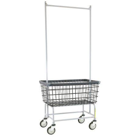 Dura-Seven - Laundry Cart with Double Pole Rack 4.5 Bushel Capacity Steel Tubing 5 Inch Clean Wheel System Casters - 200F56/D7