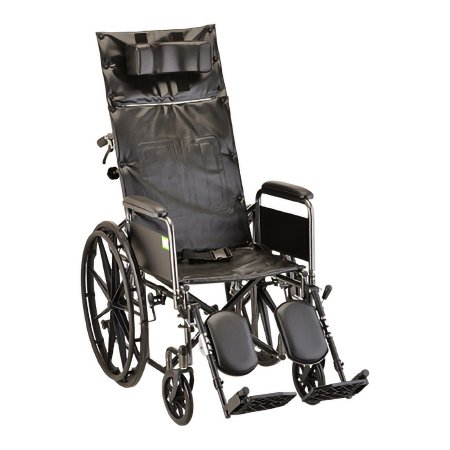 Nova - Reclining Wheelchair Full Length Arm Elevating Legrest Black Upholstery 18 Inch Seat Width Adult 300 lbs. Weight Capacity - Nova Ortho-Med - 6180S