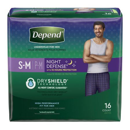 Depend Night Defense - Male Adult Absorbent Underwear Pull On with Tear Away Seams Small / Medium Disposable Heavy Absorbency - Kimberly Clark - 51124