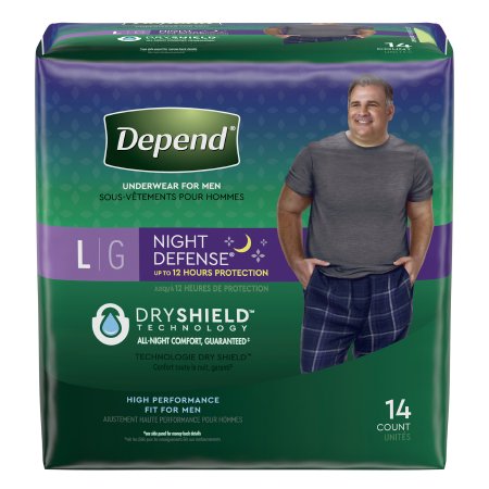 Depend Night Defense - Male Adult Absorbent Underwear Pull On with Tear Away Seams Large Disposable Heavy Absorbency - 51125