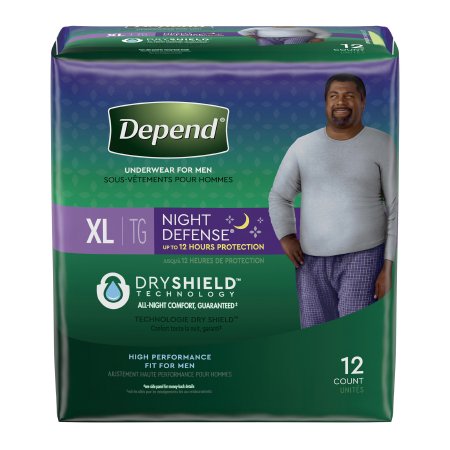 Depend Night Defense - Male Adult Absorbent Underwear Pull On with Tear Away Seams X-Large Disposable Heavy Absorbency - 51126