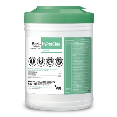 Sani-HyPerCide - Surface Disinfectant Cleaner Premoistened Germicidal Manual Pull Wipe 160 Count Canister Vinegar Scent NonSterile - Professional Disposables - P27372