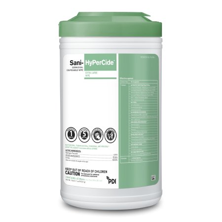 Sani-HyPerCide - Surface Disinfectant Cleaner Premoistened Germicidal Manual Pull Wipe 65 Count Canister Vinegar Scent NonSterile - P26584