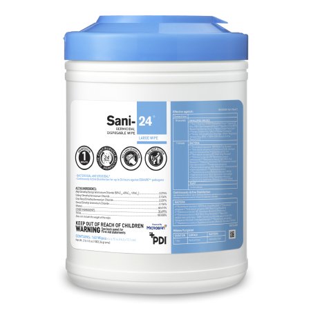 Sani-24 - Surface Disinfectant Cleaner Premoistened Germicidal Manual Pull Wipe 160 Count Canister Alcohol Scent NonSterile - P26672