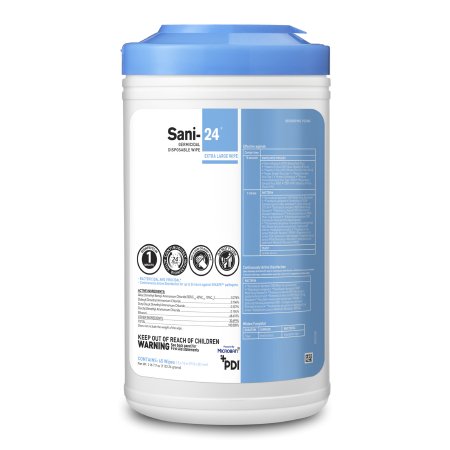 Sani-24 - Surface Disinfectant Cleaner Premoistened Germicidal Manual Pull Wipe 65 Count Canister Alcohol Scent NonSterile - P23284