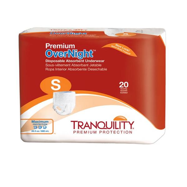 Principle Business Ent. Underwear Tranquility Premium Adult Unsx Sm 22-36 Hvy Odor Reduction White 80/Ca - 2114
