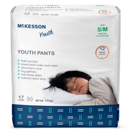 McKesson - Unisex Youth Absorbent Underwear Pull On with Tear Away Seams Small / Medium Disposable Heavy Absorbency - YPSM
