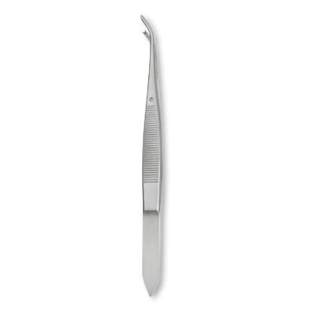 Centurion - Iris Forceps 4 Inch Length Stainless Steel Sterile NonLocking Serrated Thumb Handle Half Curved 1 X 2 Teeth - Medline - 66865