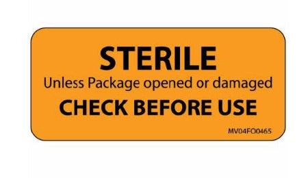 PDC - Pre-Printed Label pdc Advisory Label Orange Paper Sterile Check Before Use Black Instructional Label 1 X 2-1/4 Inch - Precision Dynamics - MV04FO0465